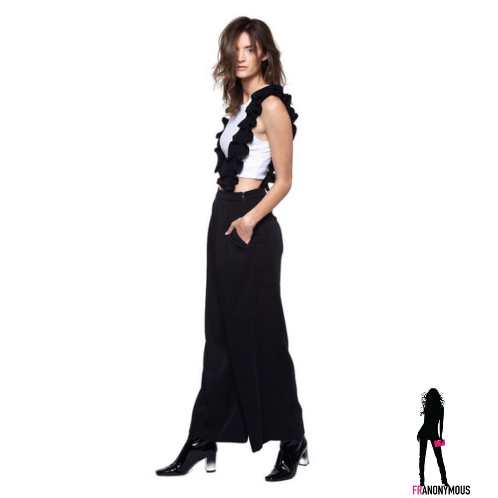 Style Mafia Black and White Ruffle Jumpsuit